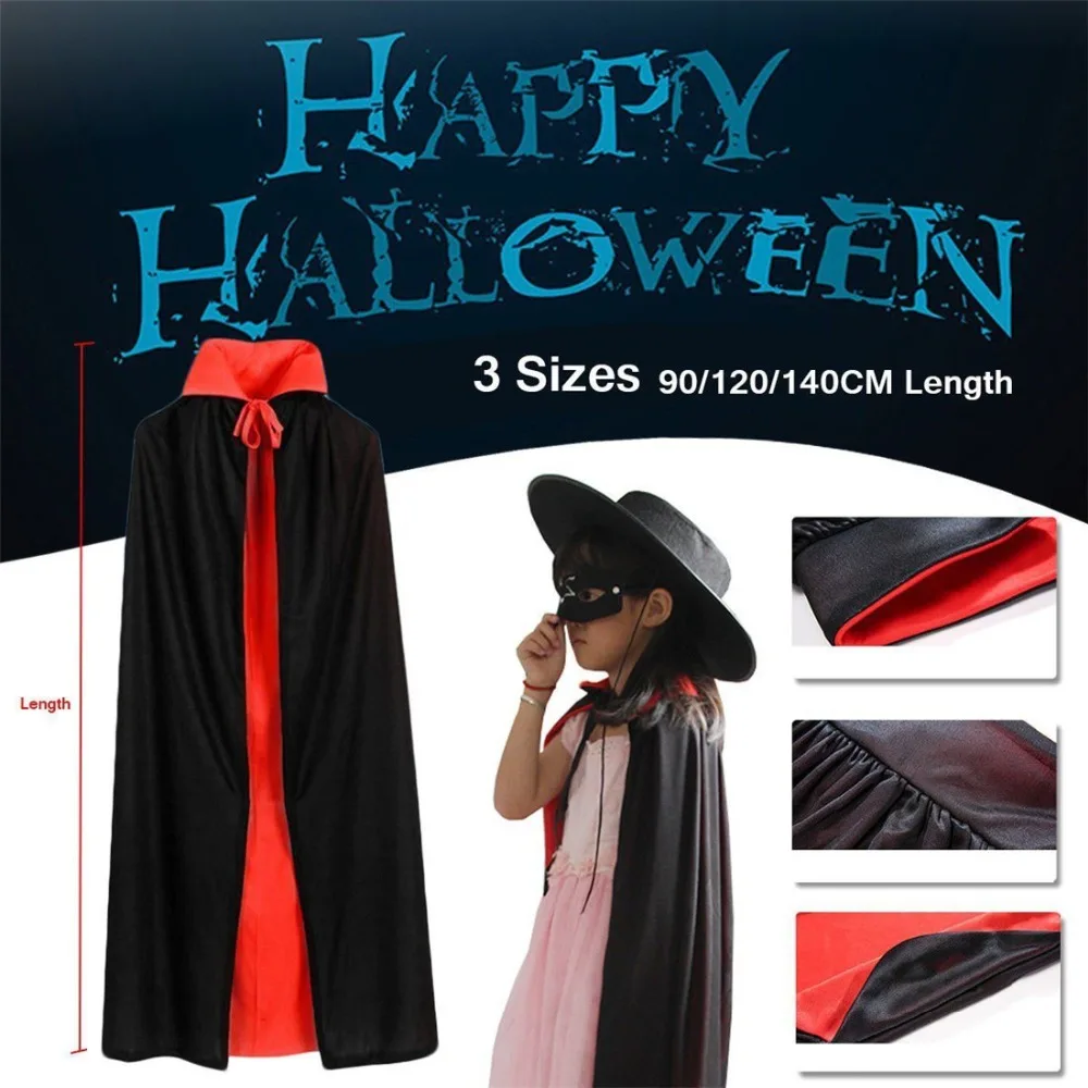 Halloween Cosplay Vampire Witch Cloak Childrens Adult Costume Dracula Devil Cape Black Red Double Robe | Дом и сад