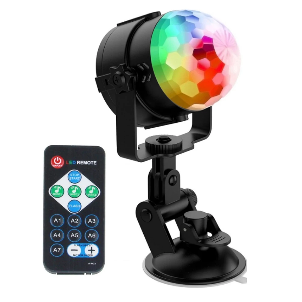

LEDGLE 3W LED Disco Ball Light Activated Party Lights Portable Karaoke Strobe Lamp with Remote Controller and Powerful Sucker