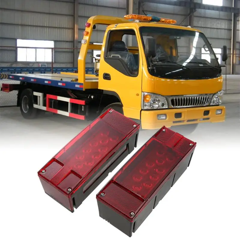 2 шт. левый + правый красный светодиодный прицеп лодка прямоугольная остановка