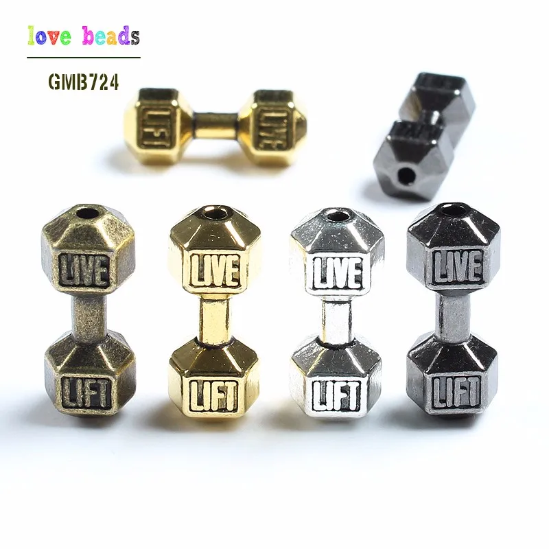 10 шт./лот 8* мм 20 мм 4 цвета штанга гантели Spacer Бусины талисманы fit Diy бисером фитнес Браслеты решений(w03521-w03524