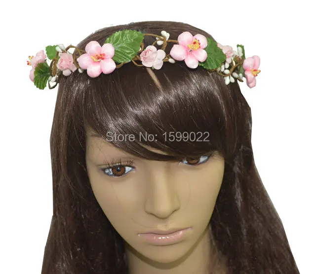 

Retro Leaf Plum Blossom Bride Flower Crown Elegant Wedding Bridesmaid Headwear Bridal Adult Women Hair Jewelry Accessories Pink