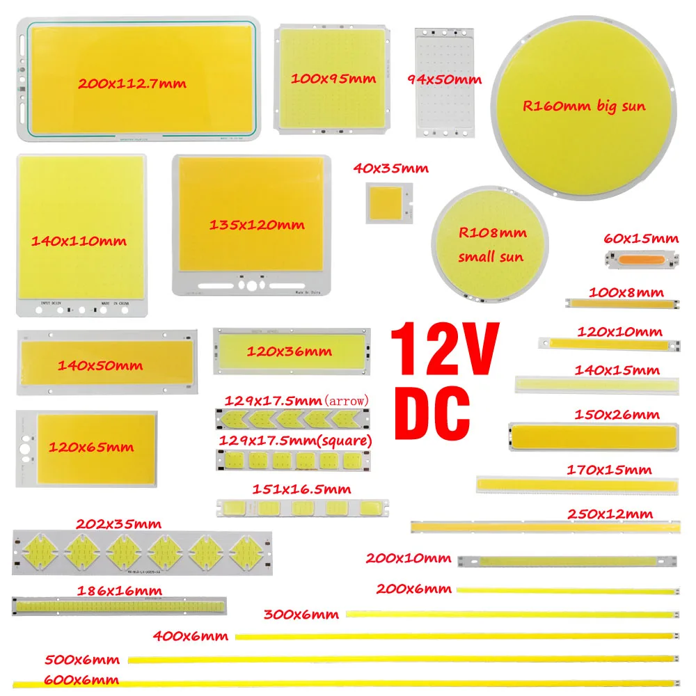 

Светодиодная панель ALLCOB, 12 В постоянного тока, 2-200 Вт, 12 В