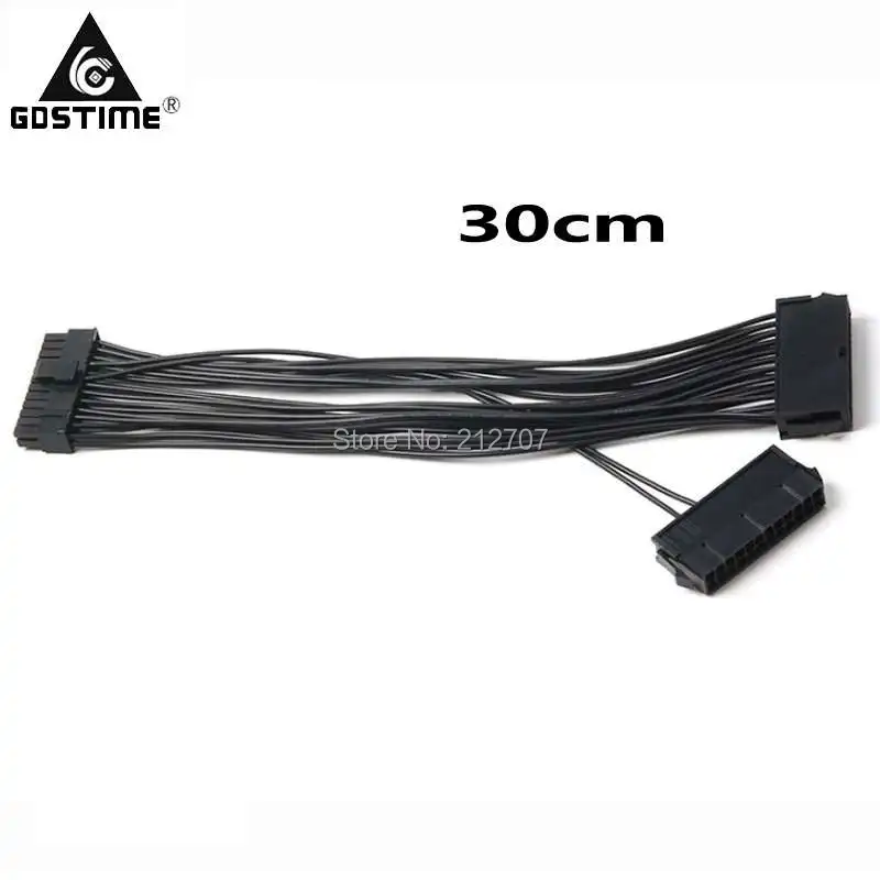 Gdstime 30 см 24 Булавки двойной PSU Питание кабель-удлинитель для компьютера добыча