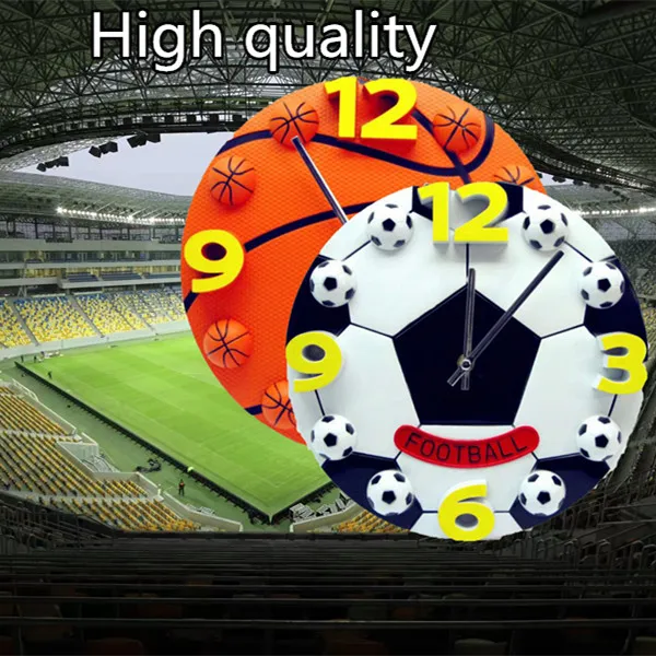 

12 inch 30 cm Creative Sport Cartoon Style 3D Basketball Football Wall clock Home Decor Souvenir Children's gift decoration