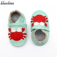 cartoon crab skid proof first walkers soft leather baby boys girls infant slippers moccasins 0 6 6 12 12 18 18 24m baby shoes