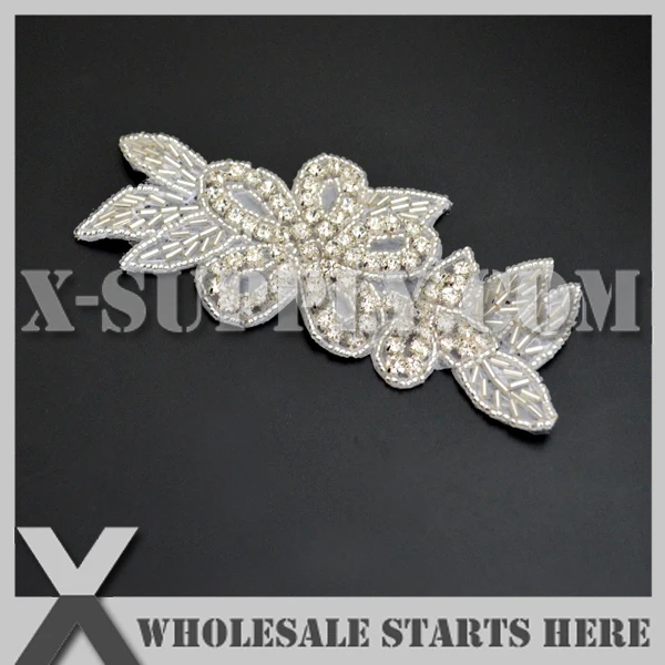 

(50pcs/lot) Iron On Rhinestone Appliques for Wedding Bridal Dress,Sash,Headband and Shoe, X1-RAT2426