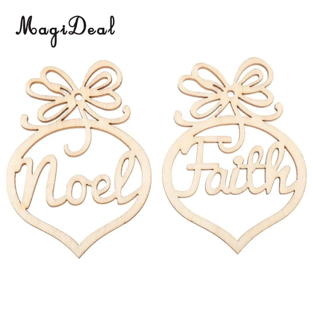 MagiDeal красивый набор из 6 шт деревянных МДФ Faith бирки noel со струной DIY ремесло для