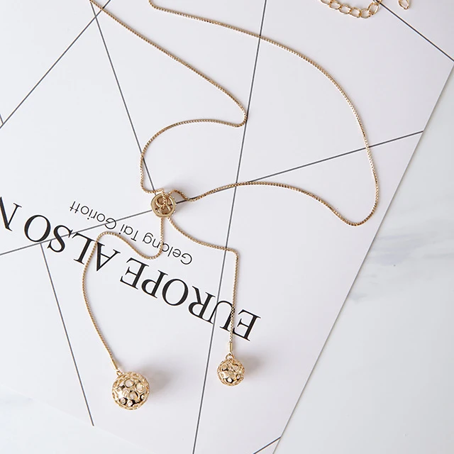 Лидер продаж длинное ожерелье с кисточкой Anise круглым кулоном в виде шара цепочка