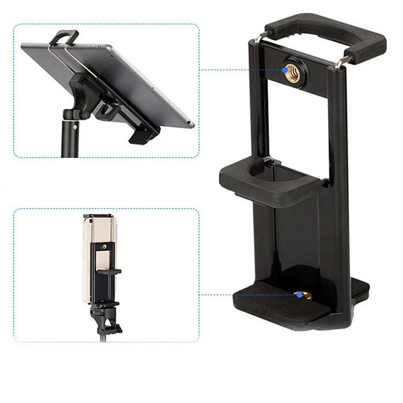 Multifunction Mobile Phone Selfie Double Clip Bracket Holder Tripod Portable Monopod Stand Mount Adapter For Ipad | Электроника