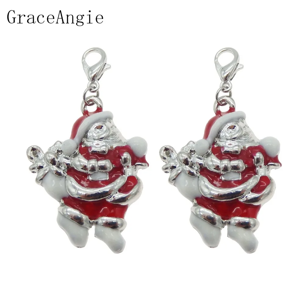 6 шт. эмалированные Подвески в виде Санта Клауса с застежкой лобстером для