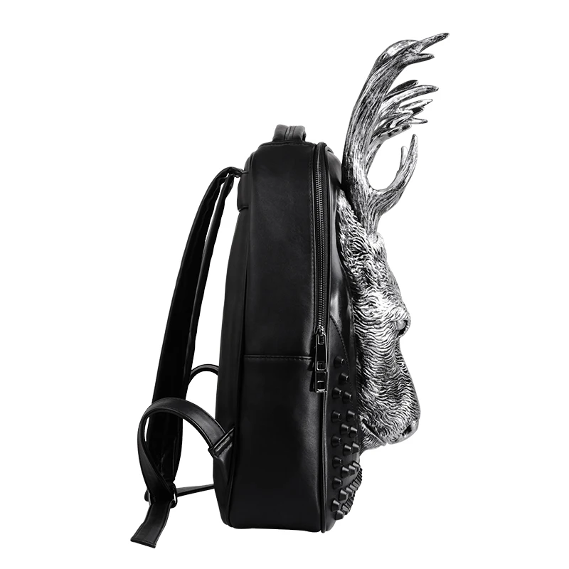 Модные мужские рюкзаки с 3D принтом головы оленя вместительный мужской кожаный