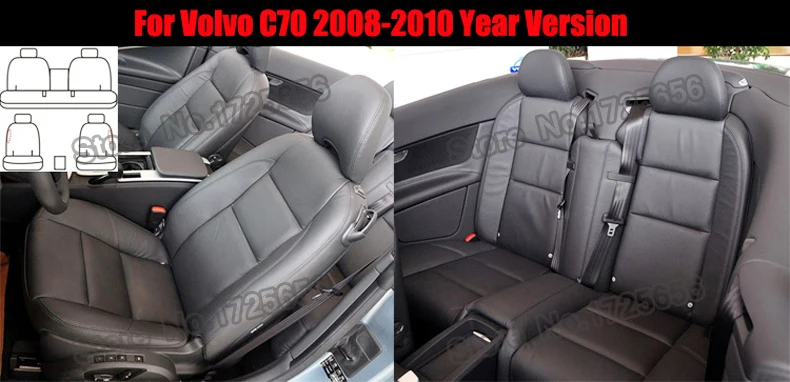 AutoDecorun перфорированная из воловьей кожи чехлы для Volvo C70 сиденья для автомобилей защитные аксессуары 12 шт./компл. 2008-2010