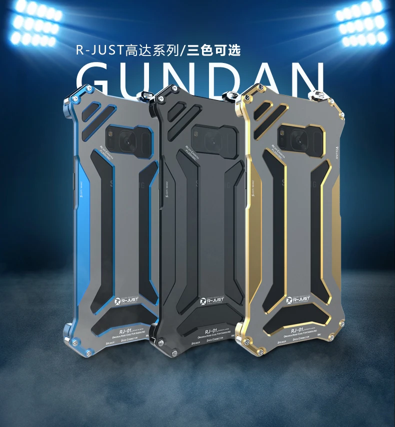 Металлический бампер R-JUST серии Gundam для iPhone 11 Pro Max Galaxy S10 5G S10e S8 S9 PLUS NOTE 10 Plus 9 8 Armor Doom алюминиевый корпус