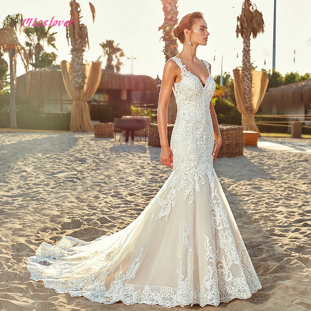 Шелковистая органза Vestido De Noiva Роскошное винтажное кружевное свадебное платье русалки Новое пикантное свадебное платье с v-образным вырезом Robe de mariee