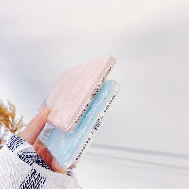 PIXIU Glitter Candy Color Pink White Phone Case Bling Conch Shell Epoxy Silicone Soft TPU Cover For iPhone 6 6S 7 8 Plus X |