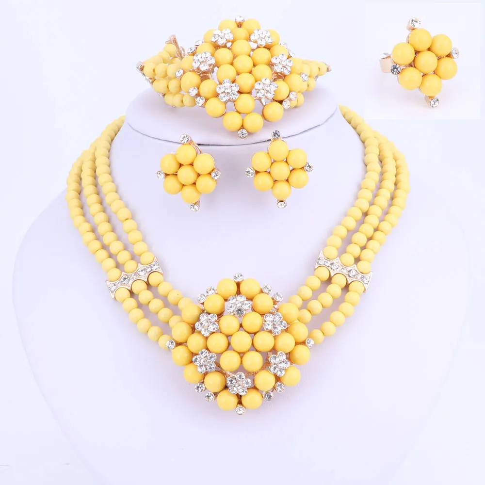 Классические бусины колье кристалл ювелирные наборы нигерийские африканские