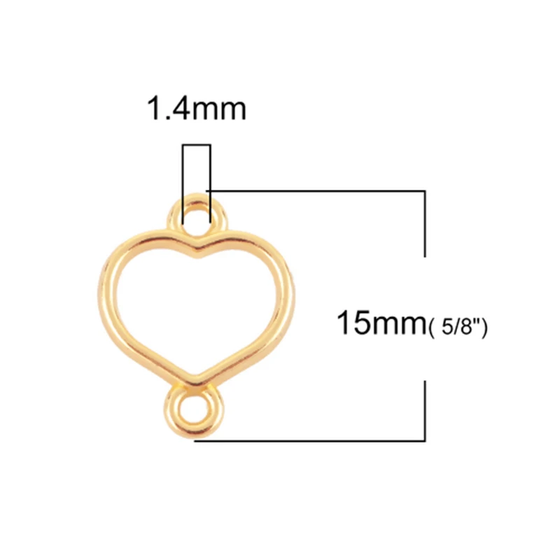 DoreenBeads рамка из смолы открытая оправа пустая Подвеска DIY металлическая рамка для изготовления ювелирных изделий из смолы цветок шестиугольник золотой цвет 20 шт - Цвет: Heart