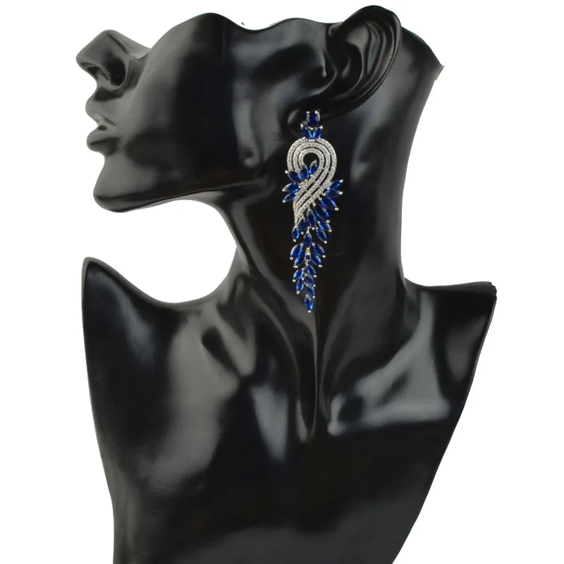 Элегантные висячие серьги 8 см в длину с черным/зеленым/красным/белым/синим