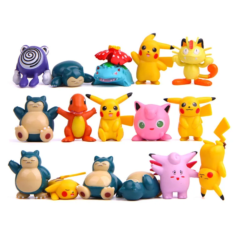 16 шт./компл. Pikachu Snorlax Charmander Venusaur Clefable Jigglypuff Meowth polywhirl 3 ~ 6 см милые куклы игрушки