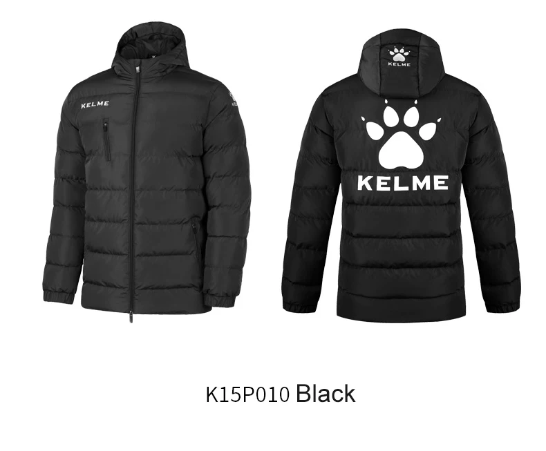 KELME Мужская Детская футбольная тренировочная куртка с капюшоном, зимнее теплое пальто, тренировочная спортивная куртка для бега K15P010