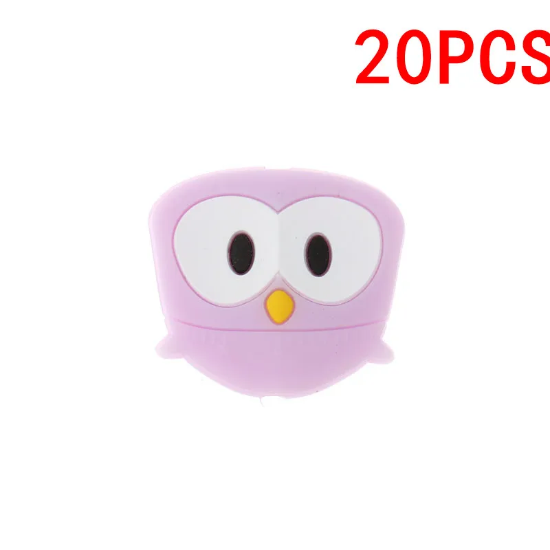 owl lilac 20 шт. милый Единорог силиконовые животных Прорезыватель для зубов в форме шариков, не содержащих бисфенола-а при прорезывании зубов Цепочки и ожерелья DIY новорожденных жевательные соски с цепочкой; подарок на нулевой день рождения - Цвет: owl lilac