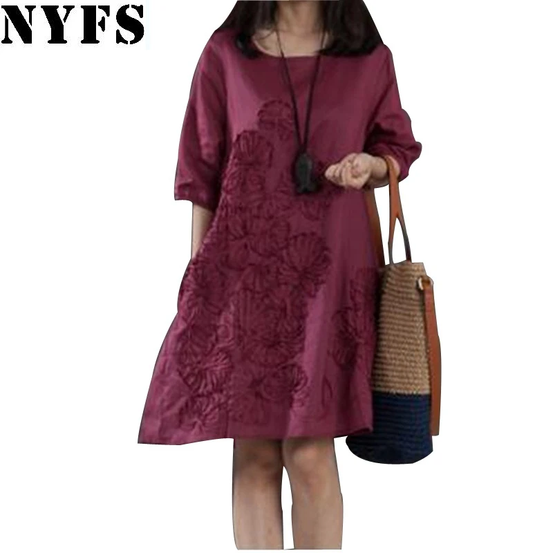 NYFS 2021 весеннее/осеннее винтажное платье размера плюс с длинными рукавами и