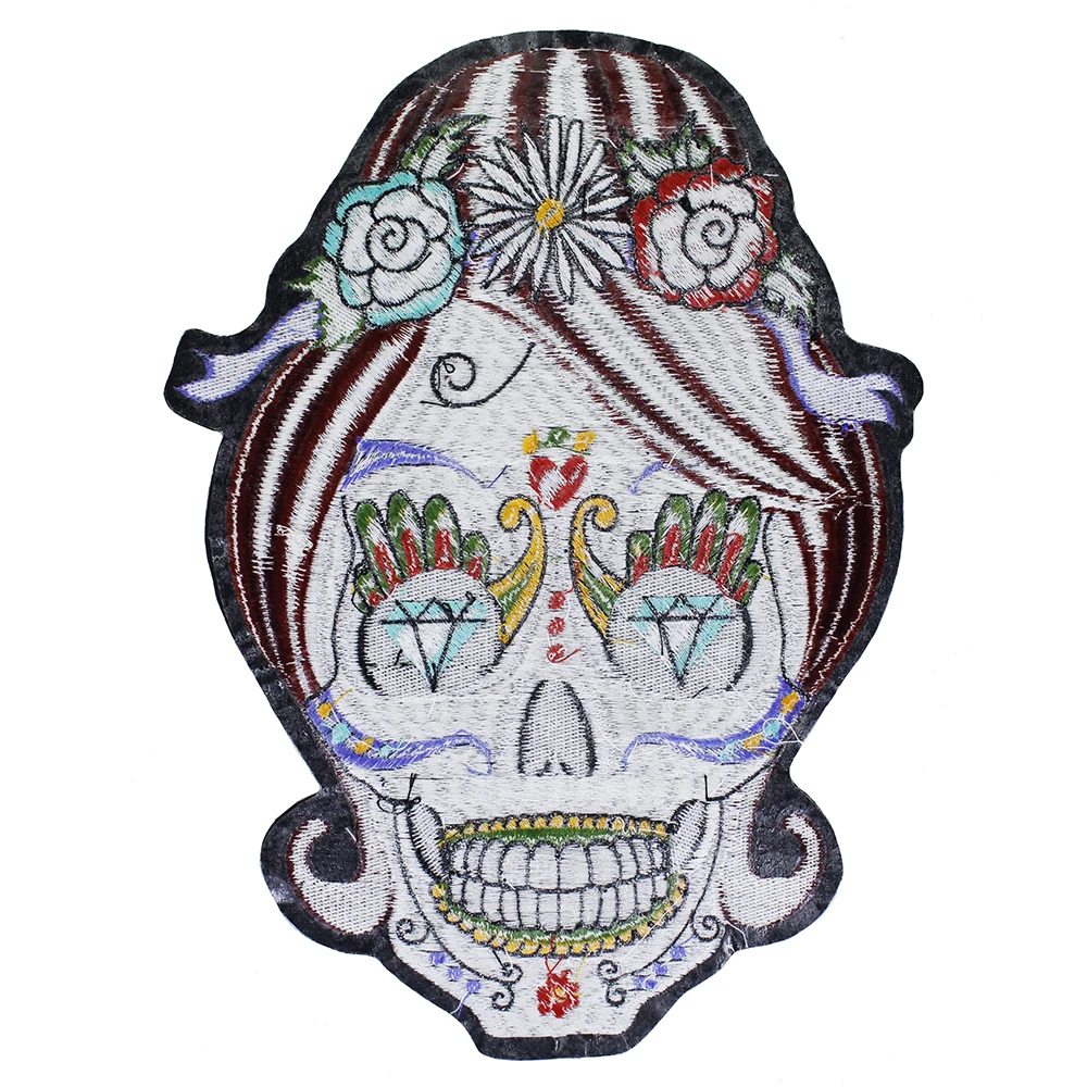 Вышитая аппликация модные нашивки в виде цветов и черепов Железный значок на
