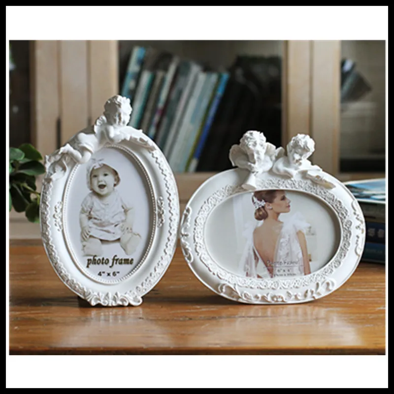 Фото Рамка Ангел белый овальный Форма с одним фото 6x4 &quotдля новорожденного и