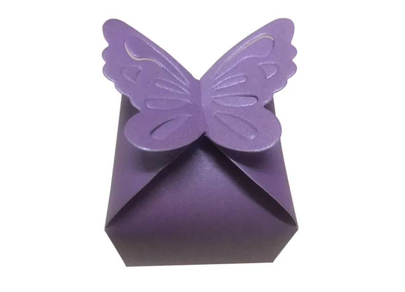 Butterfly Purple 10 шт./партия Складная коробка конфет на свадьбу для идей, свадебные сувениры и подарочные коробки украшение для свадьбы подарок коробка - Цвет: Butterfly Purple