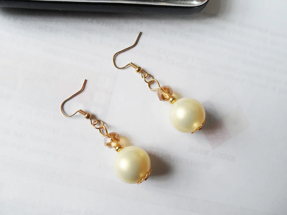 Горячие Красивые цвета шампанского Золото Кристалл жемчужные серьги Висячие