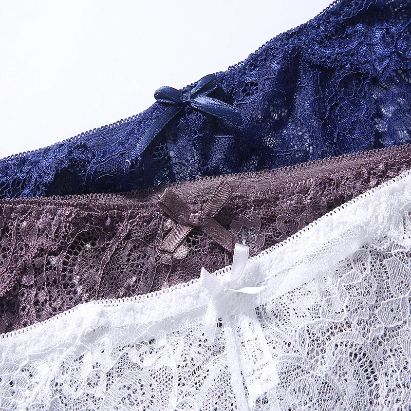 DEWVKV Women's Briefs Sexy Lace Breathable Low-Rise Panties Soft Solid Red Coffee White Blue Purple Black Fashion New Arrival ZC |