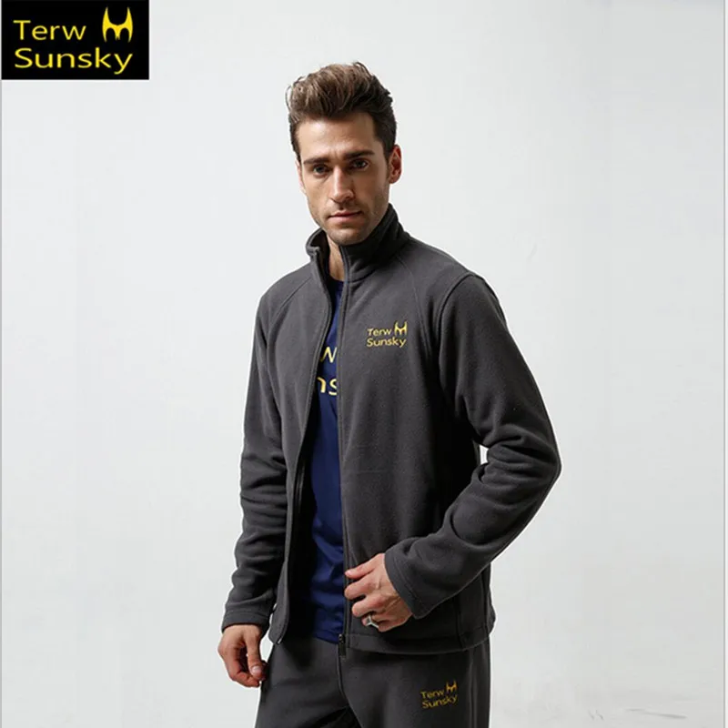 Куртка и штаны мужские уличные флисовая одежда толстые брюки спортивный костюм