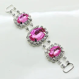 Peach Blossom Red Новое поступление года! 1 шт Кристальные серебряные стразы соединители для купальников/металлические пуговицы с цепочкой для купальников - Цвет: Peach Blossom Red