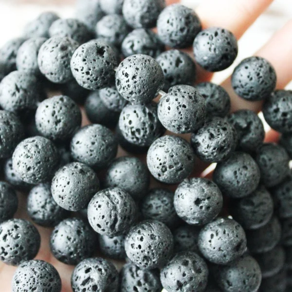 

Natural 12mm Round Black Lava Beads Approx 30Pcs