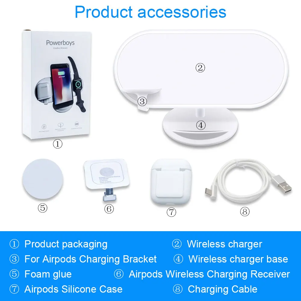 Ascromy 3 в 1 беспроводная зарядная док-станция для Apple Watch Airpods iPhone XS Max XR X S 8 Plus QI Индукционная зарядная подставка - Тип штекера: 3in1 wireless charge