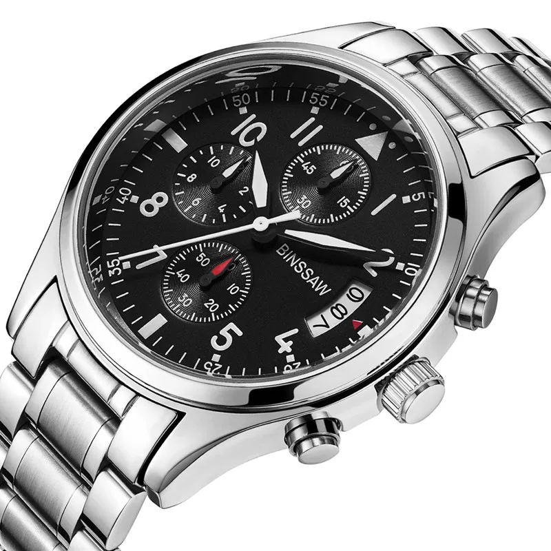 BINSSAW новые роскошные брендовые лучшие часы светящиеся водонепроницаемые кожаные