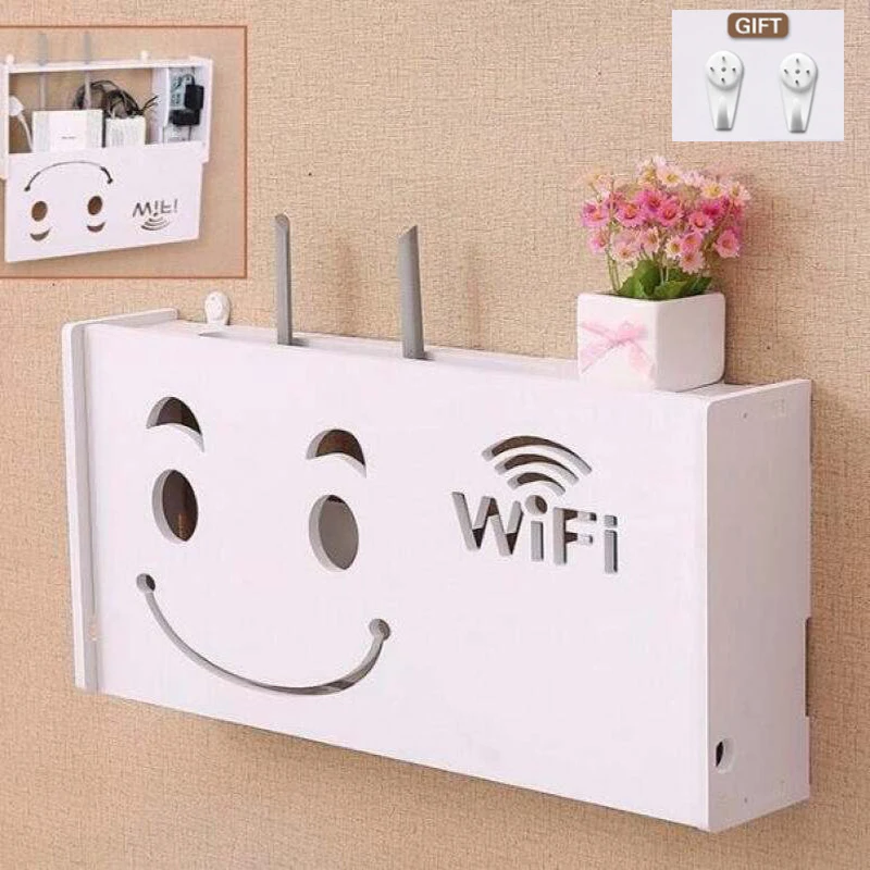 Беспроводной Wi-Fi роутер Коробка Для Хранения ПВХ панель полка настенный штекер кронштейн для хранения кабеля Органайзер Домашний декор 3 размера