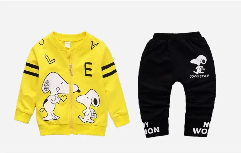 Yellow DIIMUU 2 предмета в комплекте для маленьких мальчиков Комплекты одежды для девочек Нарядная одежда для малышей Детская верхняя одежда, спортивный, с застежкой-молнией, Повседневное мультфильмы, милый костюм, весенняя одежда, комплект - Цвет: Yellow