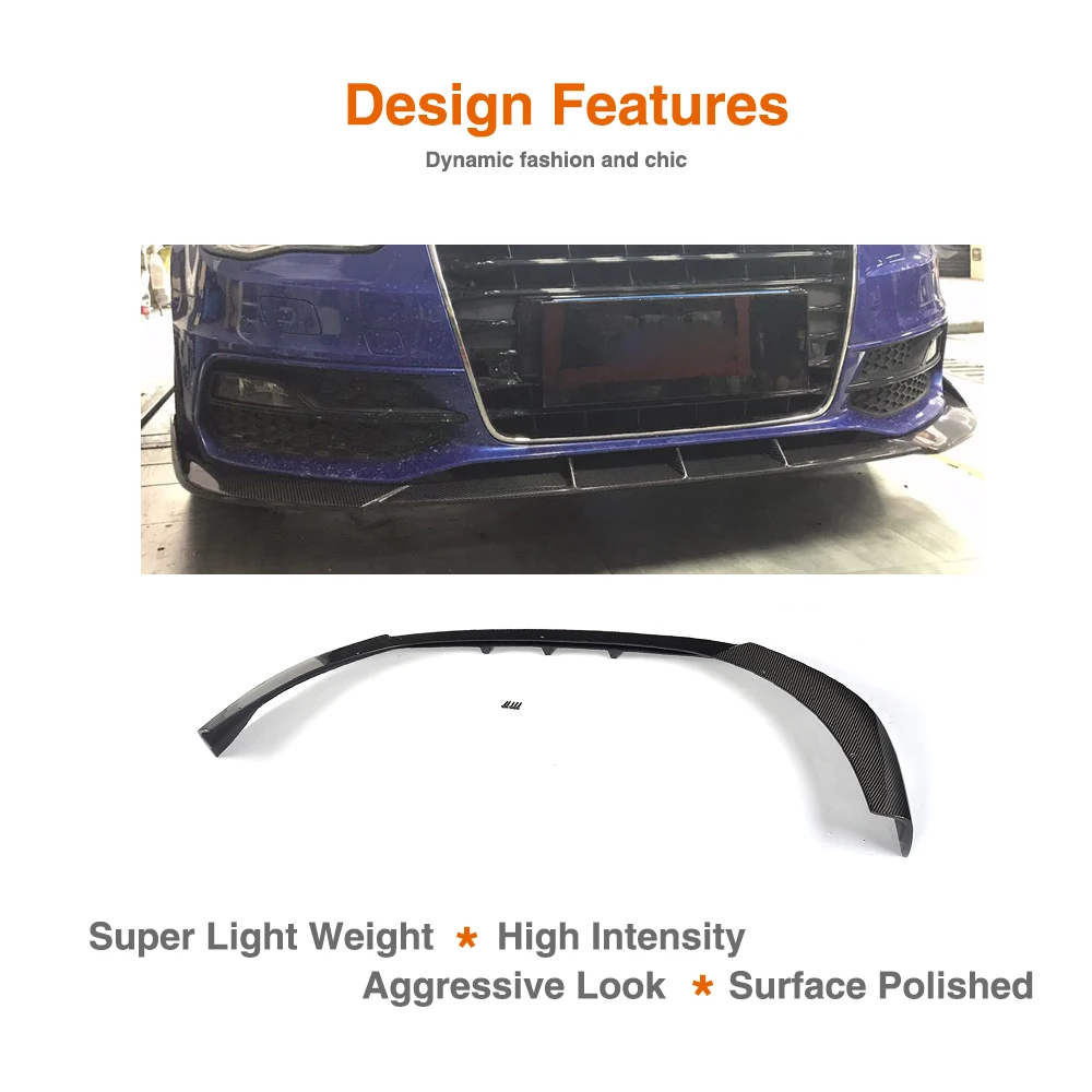 Углеродного волокна переднего бампера для губ подбородка Audi A3 S LINE S3 хэтчбек 2014 2015