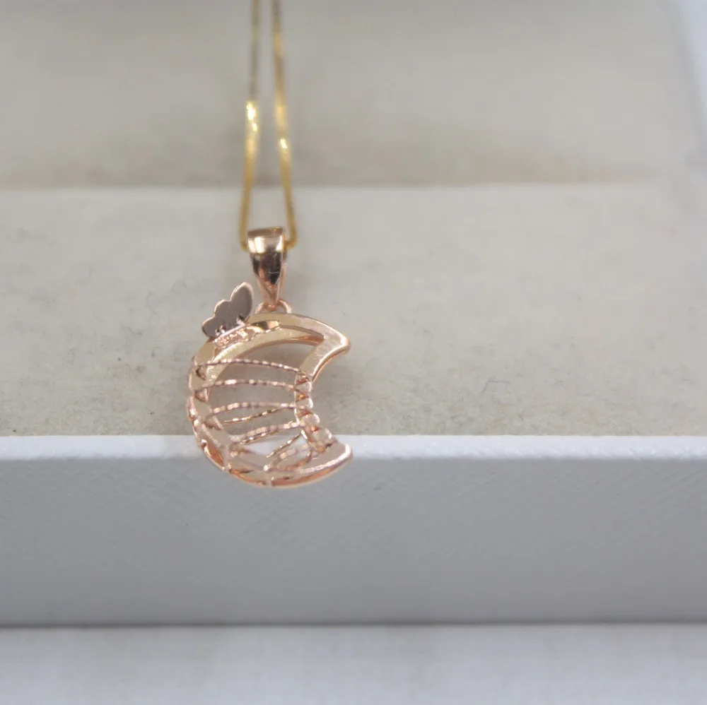 Подвеска из настоящего 18 каратного желтого розового золота женский кулон с