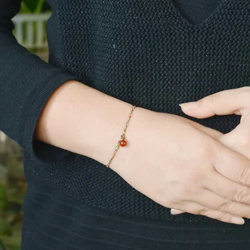 Женский мини браслет Yoowei простой тонкий с маленькими бусинами Ювелирное