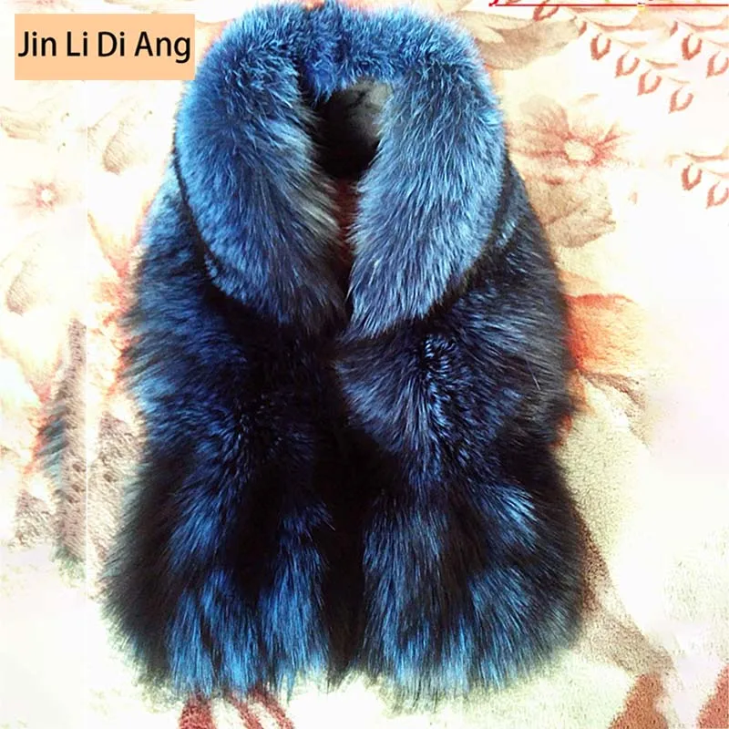 Jin Li Di Ang женский темно-синий дизайнерский шарф из натурального Лисьего меха шали