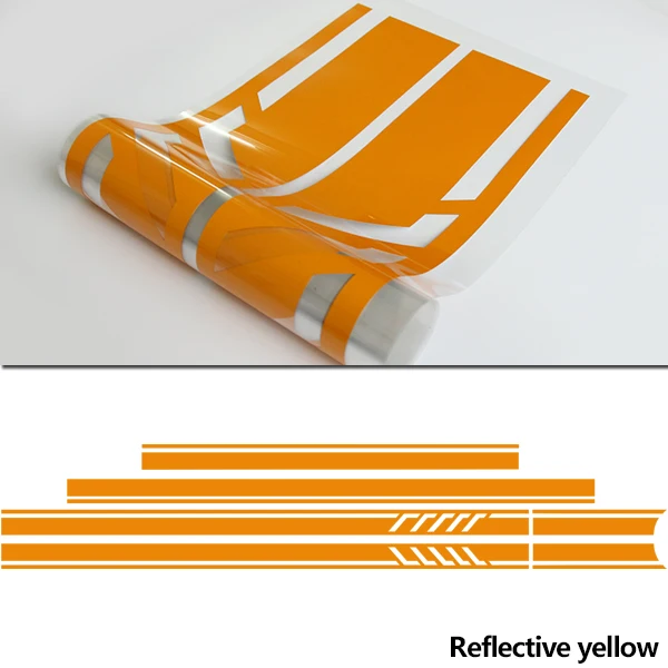 Автомобильный Стайлинг, боковая полоска, юбка, верхняя крыша, капот, Виниловая наклейка на автомобиль, наклейка для Mercedes Benz A Class W176 A45 AMG, аксессуары - Название цвета: Reflective Yellow