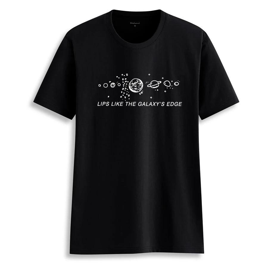 Hillbilly CMK121 Women Harajuku Lips Like The Galaxy's Edge T Shirt for Cotton Tshirts Tees Letters Casual T-shirt | Женская одежда