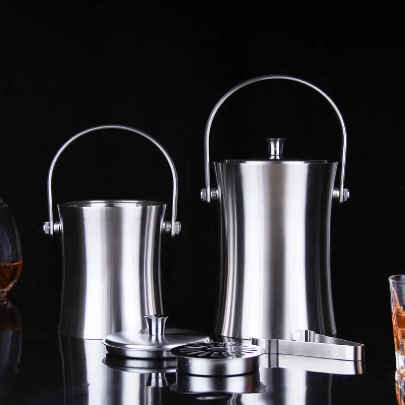 Набор из ведра для льда нержавеющей стали с крышкой и щипцами Elm бухта высшего