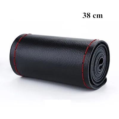 38 Red DIY чехлы на руль из мягкой волокнистой кожи, оплетка на руль автомобиля с иглой и резьбой, аксессуары для интерьера - Название цвета: 38 Red