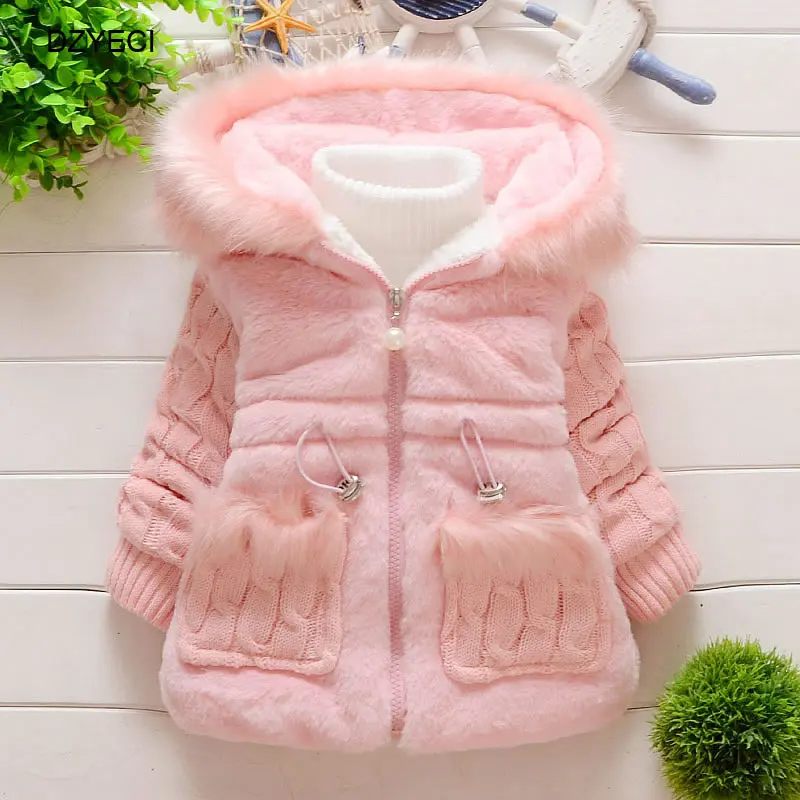 Зимнее пальто с искусственным мехом для маленьких девочек куртка одежда