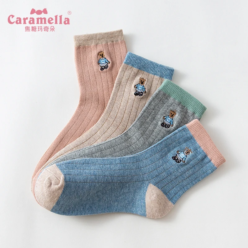 Женские носки в ретро стиле Caramella Короткие хлопковые с Узорчатым рисунком 4 пары