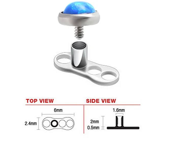 G23 Титан 1 2*6 мм микро кожная база якоря кожный дайвер Пирсинг кожные имплантаты