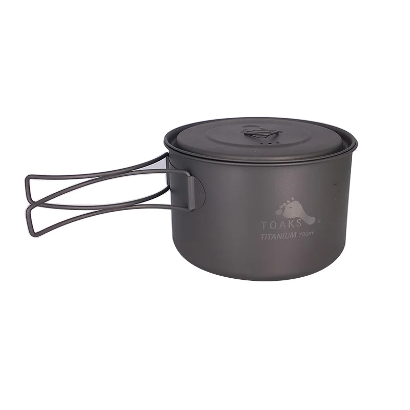 TOAKS POT-700-D115-L Сверхлегкий для улицы, для кемпинга, титановый горшок толщиной 0,3 мм титановая чашка с крышкой 700 мл